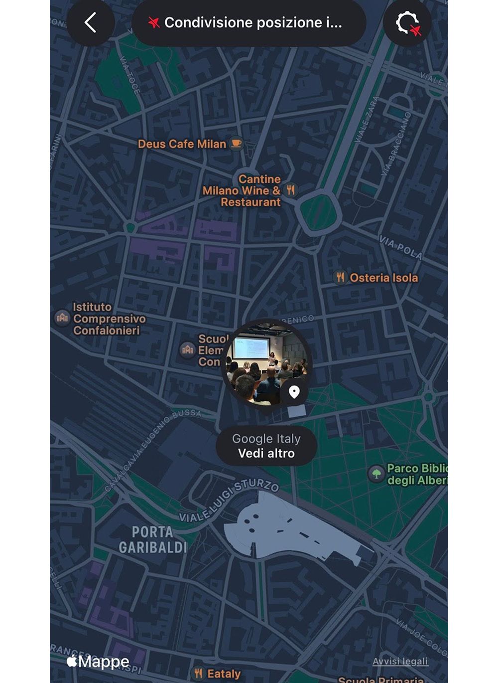 Condivisione posizione ig